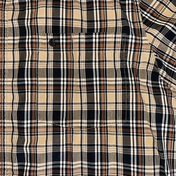 Carhartt Men's Large Relaxed Fit Short Sleeve Plaid Button Shirt - Picture 3 of 5